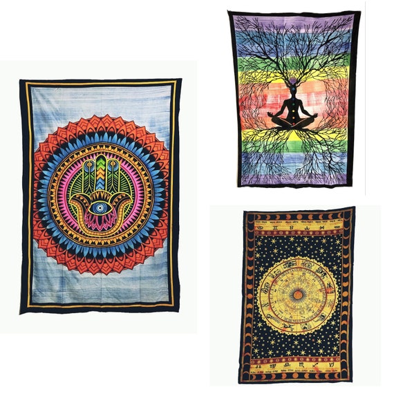 【タスペトリー】インド布　ハンドメイド 手描きコットンタペストリー（インド） - Etsy 日本