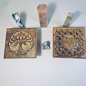 Wooden Altar Tables, Pentacle and Tree of Life