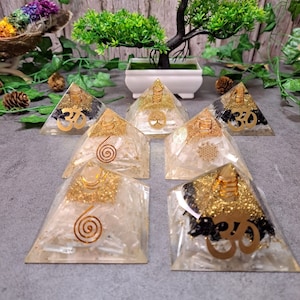 Orgonite Pyramids - Selenite, Selenite & Black Tourmaline, Copper