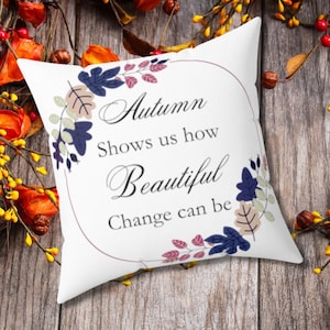 Beautiful Autumn Faux Suede Square Pillow Hello Fall. Home Decor, Fall, Autumn, Throw Pillow.