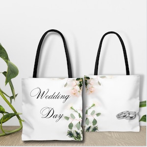 Wedding Day Tote Bag flowers. Love, Wedding, Anniversary, Engagement, gifts.