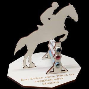 Geldgeschenk Springreiter/in aus Holz