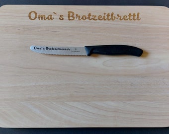 Geschenkset Brett mit Messer, personalisierbar