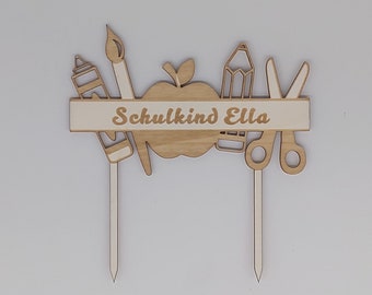 Cake Topper "Schulkind Stift & Schere" personalisierbar