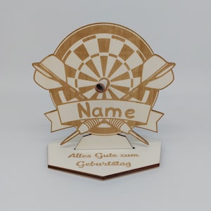 Geldgeschenk Dartscheibe aus Holz, personalisiert