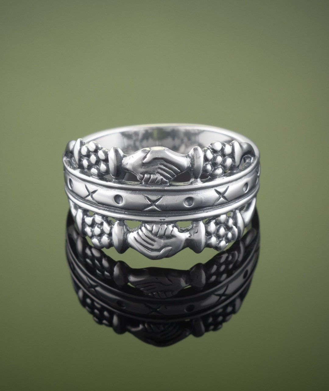 925 Sterling Silver Handshake Ring/ancient Archaeology Latvian Design ...