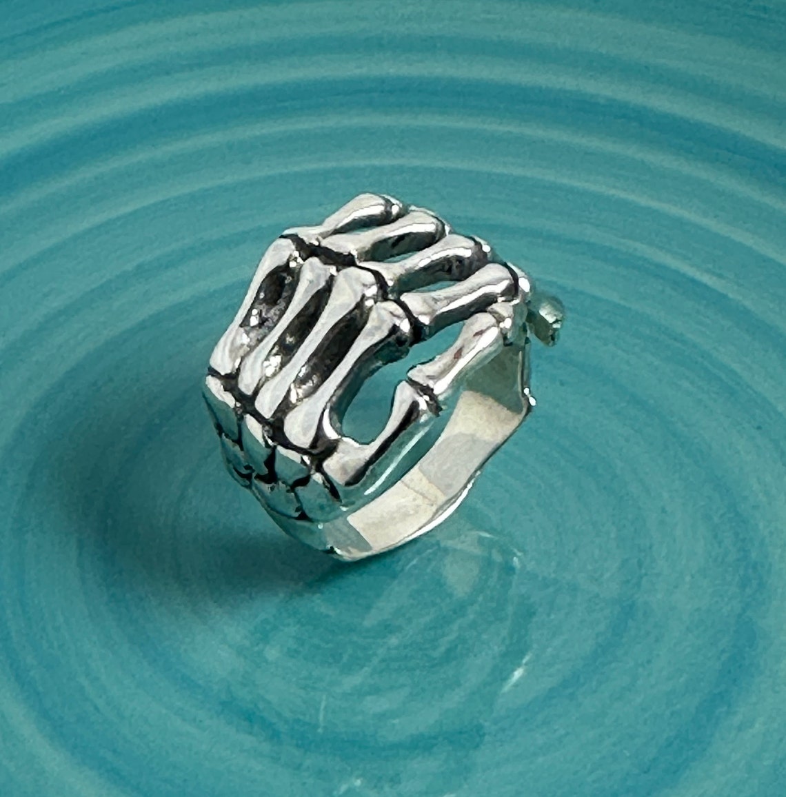925 Sterling Silver Skeleton Hand Ring/ Punk Rock Biker Gothic Jewelry ...
