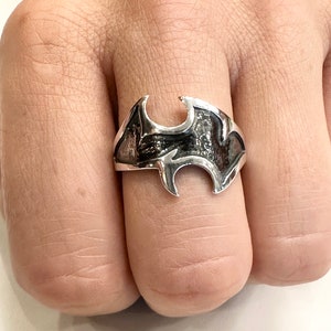 Gothic style  Abstract Bat Ring For Men, Bat Jewelry , Unique Solid Silver  Bat Ring , Handcrafted Sterling Silver 925