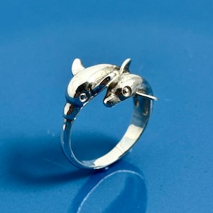 Two Dolphin Ring/ Solid 925 Silver / Animal jewelry/ Good Luck Ring / Dolphin Lover Gift /Handcrafted Jewelry