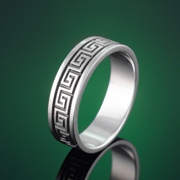 Porte-clés grec/bague grecque en argent massif/bague méandre/anneau de pouce