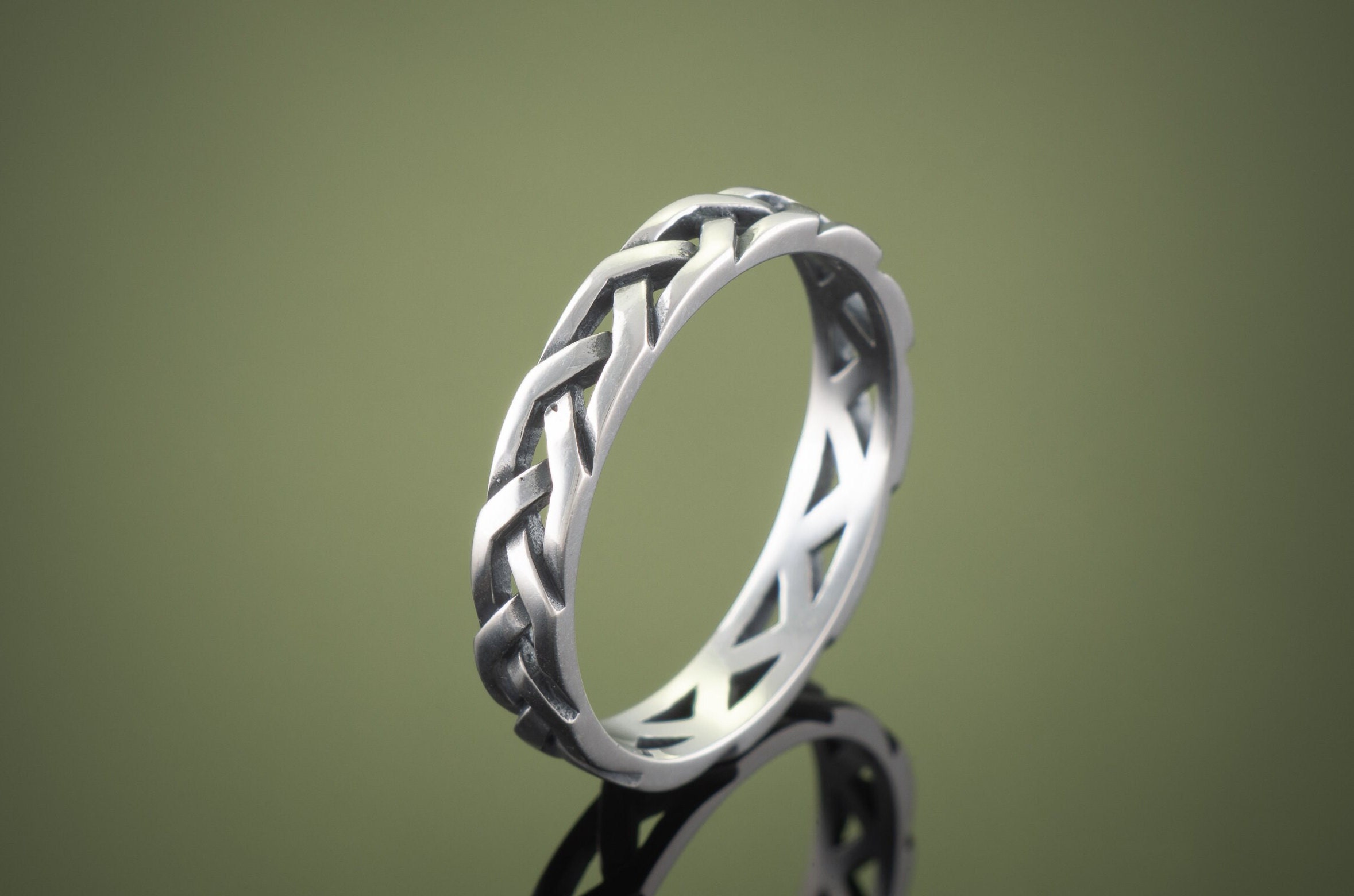 925 Sterling Silver Braided Rope Ring/ Industrial Punk Band - Etsy