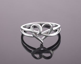 Art Nouveau Herz Ring/ Versprechen Ring für Sie/ Liebe Ring/handgefertigt aus Sterling Silber