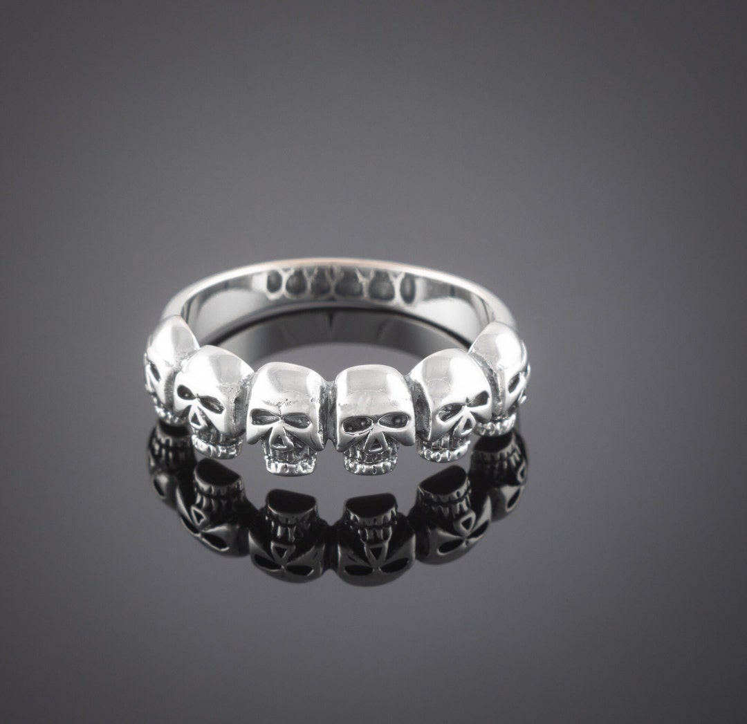 Skull Rings Sterling Silver Skull Ring/skulls Around Ring/ Gothic Biker Jewelry - Etsy