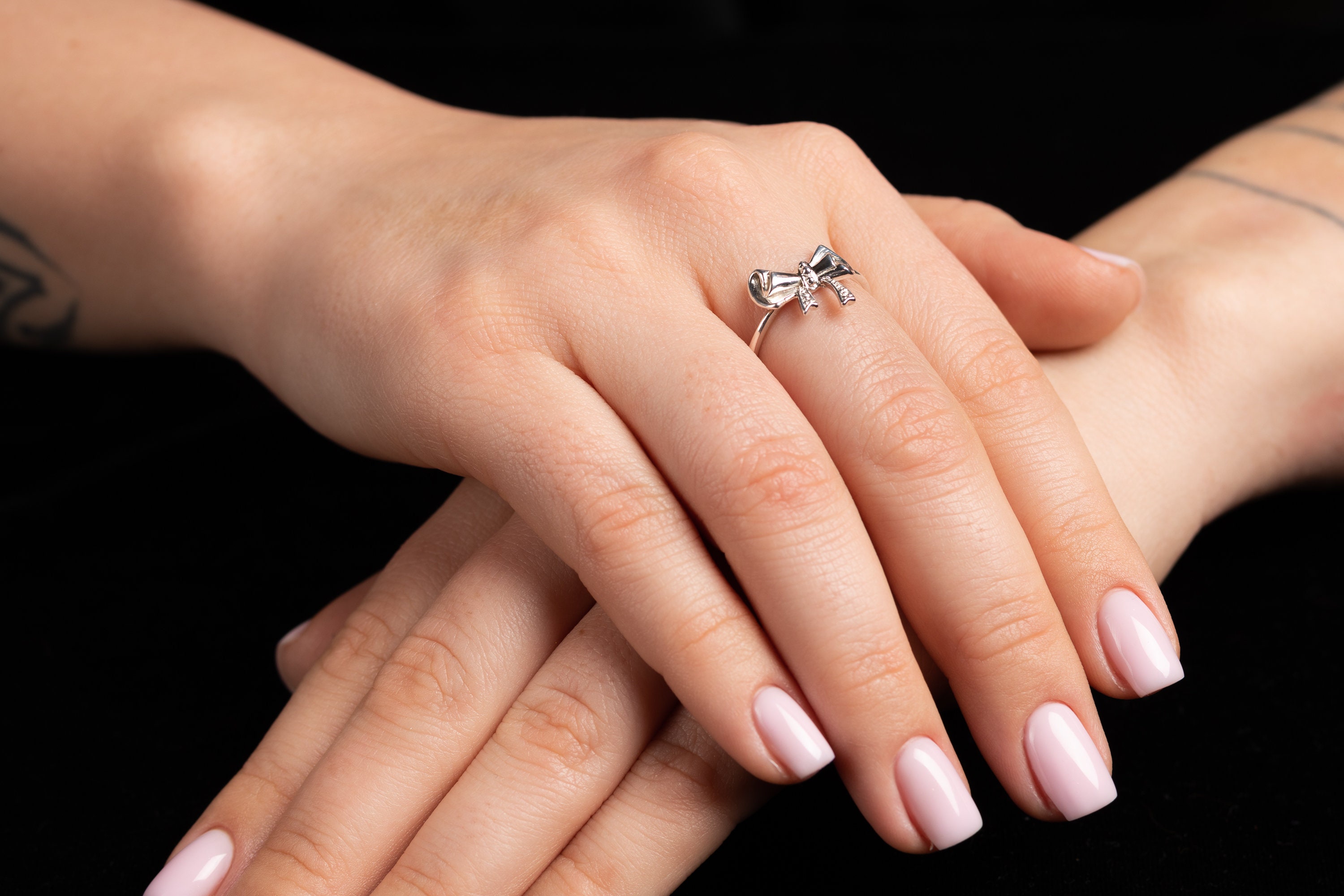 Sterling Silver Bow Ring, Ribbon Rings, Anniversary Gift