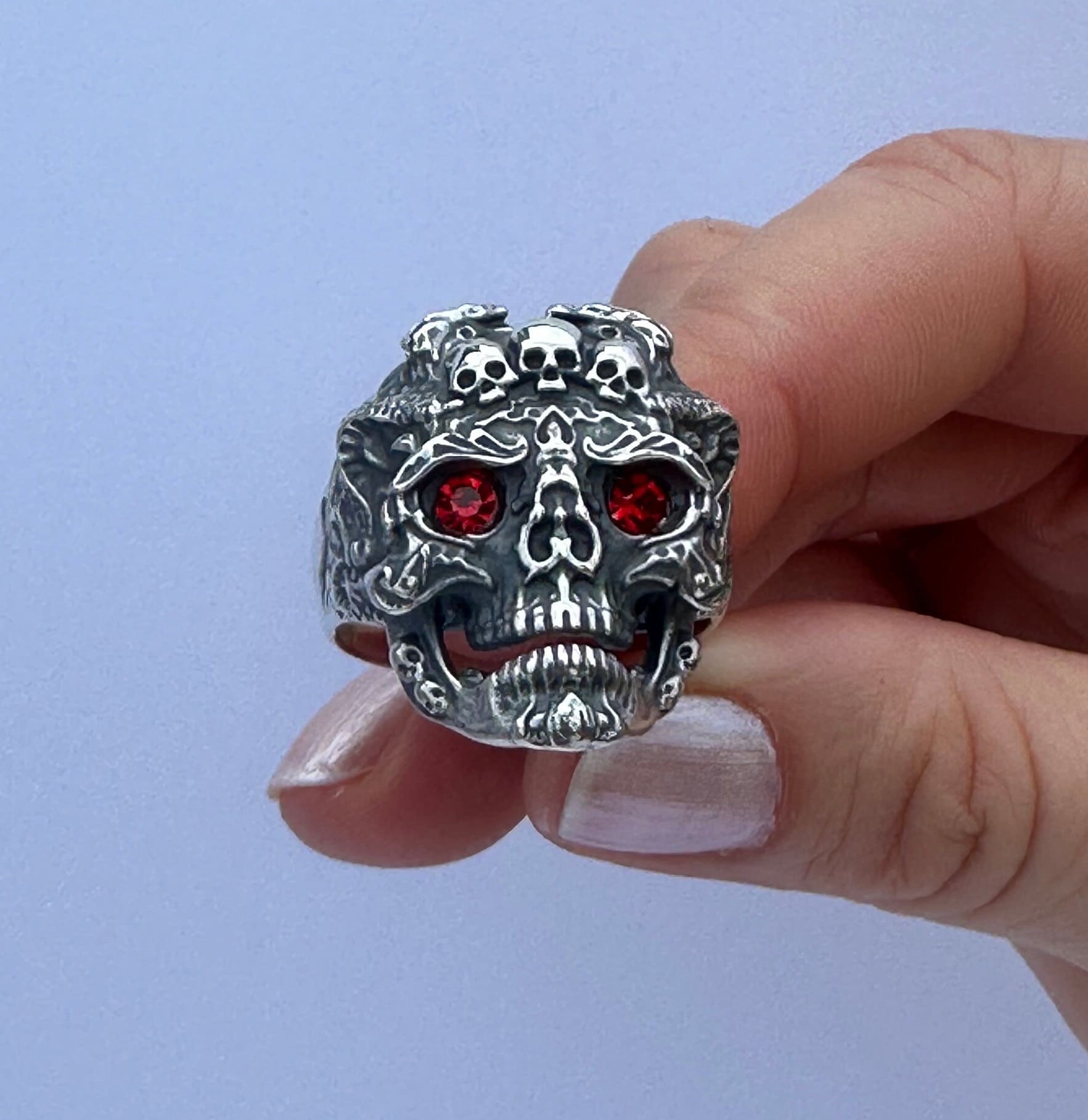 Red Eye Skull Ring - Etsy