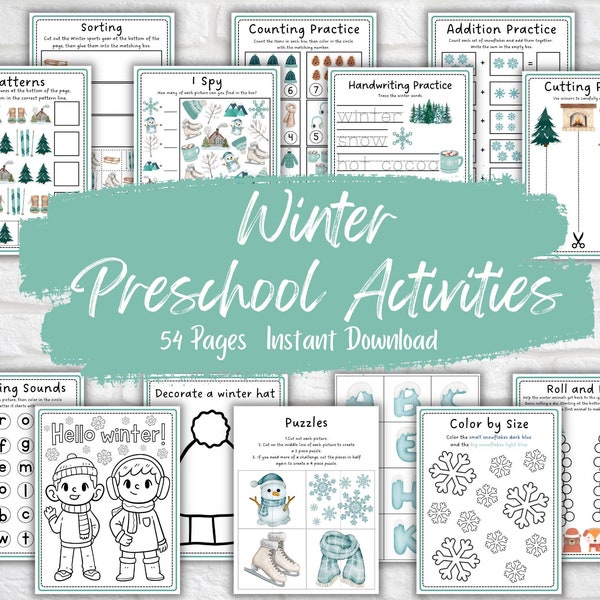 Printable Winter Preschool Activity Bundle