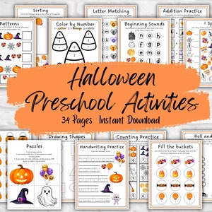 Lot d'activités préscolaires imprimables pour Halloween