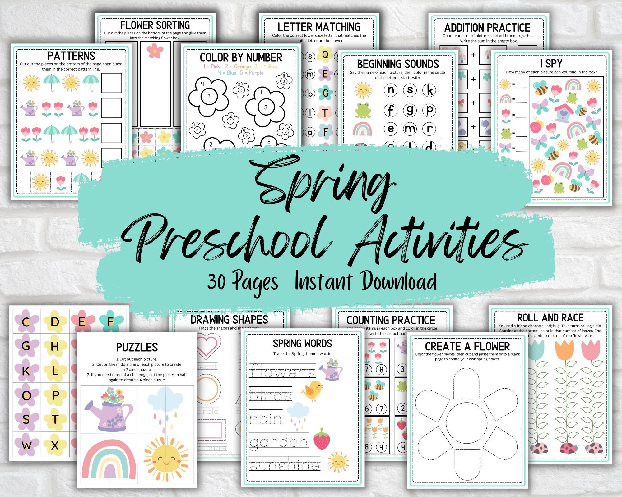 Printable Spring Preschool Activity Bundle - Etsy