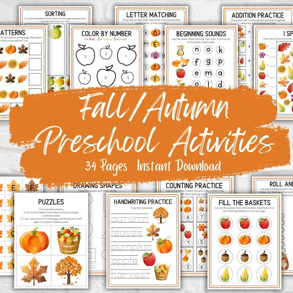 Printable Fall/Autumn Preschool Activity Bundle