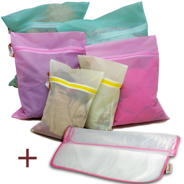 7 pcs Mesh Laundry Bags for Delicates for Washing Machine, Washing Bags for Laundry with Premium Zipper for Clothing Hosiery Bra Lingerie