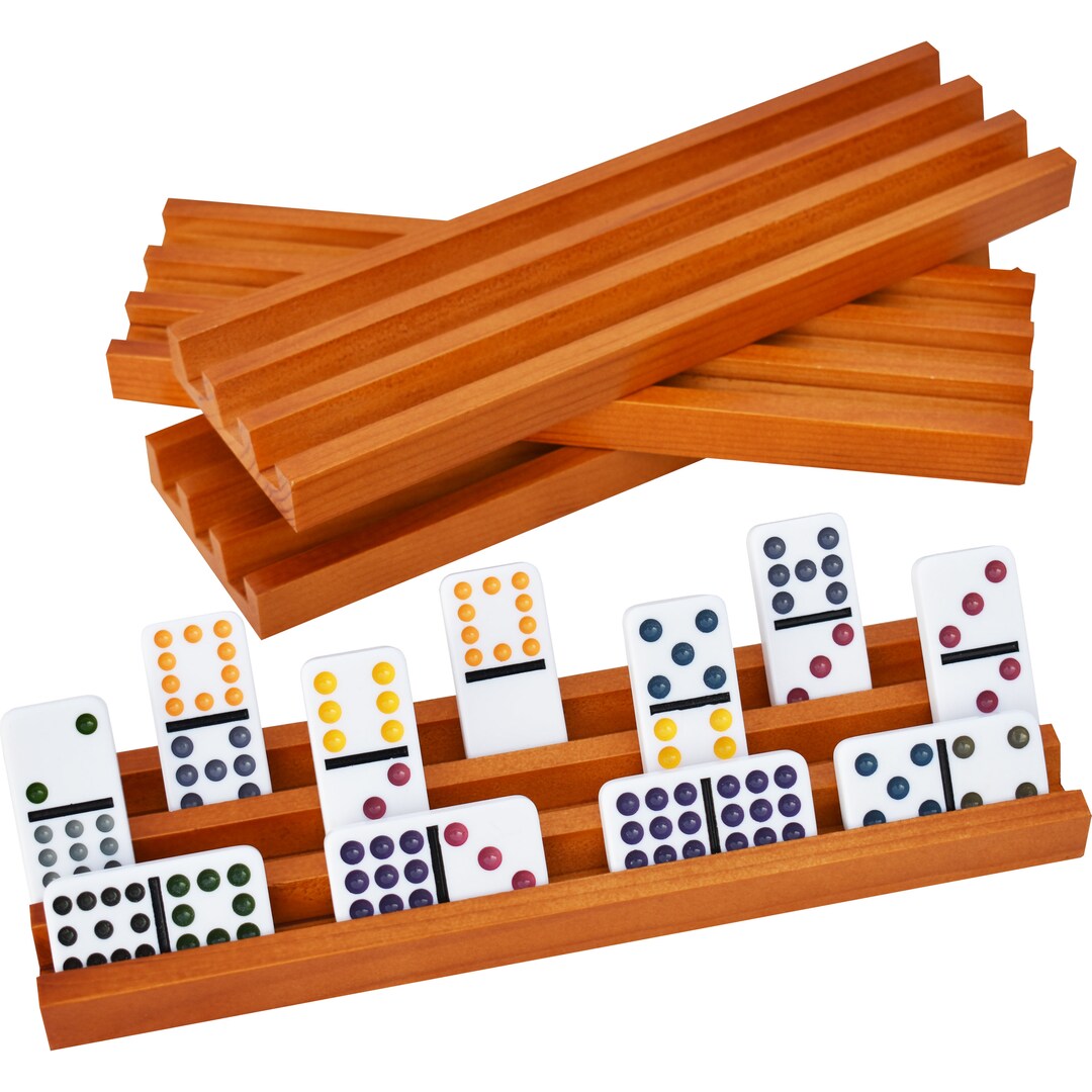 Domino Racks for Classic Board Games Wooden Domino Holders Set of 4