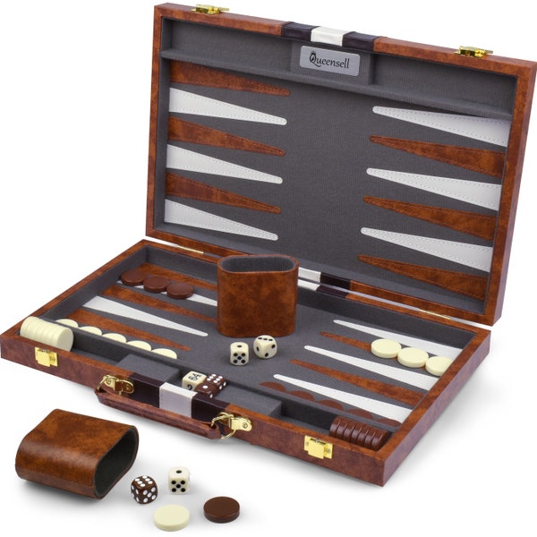Backgammon Sets for Adults - Best Travel Backgammon Board Games for Adults - Travel Backgammon Set - Backgammon 15 inch Board