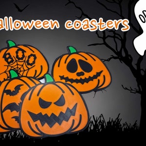 Halloween pumpkin coasters | Different patterns | For all glasses and mugs