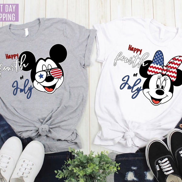 Happy Fourth Of July Disney Shirt,4th of July Minnie Mickey Shirt,4th Of July Family Matching Shirt,Couple Shirts,Independence Day Shirt