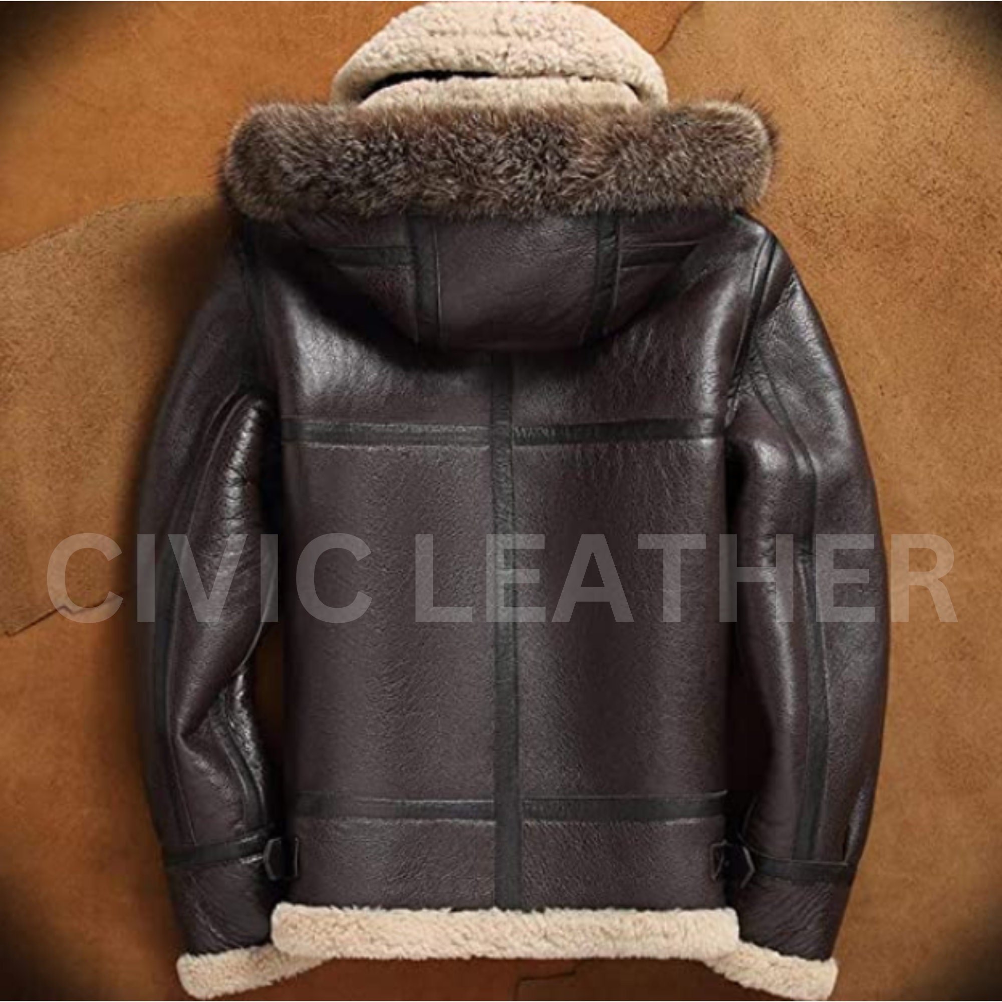 Men's RAF Aviator B3 Bomber Hooded Jacket Genuine Leather - Etsy