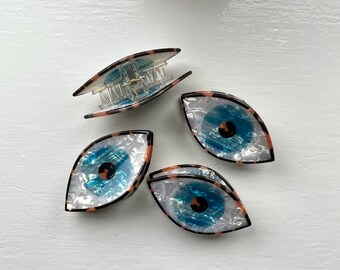 Charm and Protection Combined: Stunning Evil Eye Bead Hair Clip Unique Style Handcrafted Evil Eye Claw Hair Clip, Hair Access-Free shipping