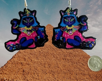 Lisa Frank Cleocatra Earrings Egypt Egyptian Cleopatra Cat