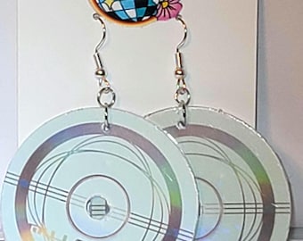 Millennium Boyband Double-Sided Acrylic CD Earrings 90s Y2K Pop Music Jewelry Retro Disc Replica Fan Gift Accessories 2000s Backstreet