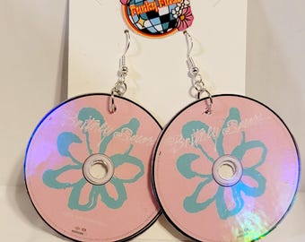 Britney Spears Acrylic Pink CD Earrings – Y2K Pop Princess Style with Sterling Silver Hypoallergenic Hooks