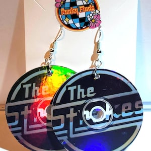 Mini CD Earrings | Indie Rock Inspired Disc Jewelry | Holographic Retro Music Earrings | Early 2000s Alt Rock Fan Style | Handmade Acrylic