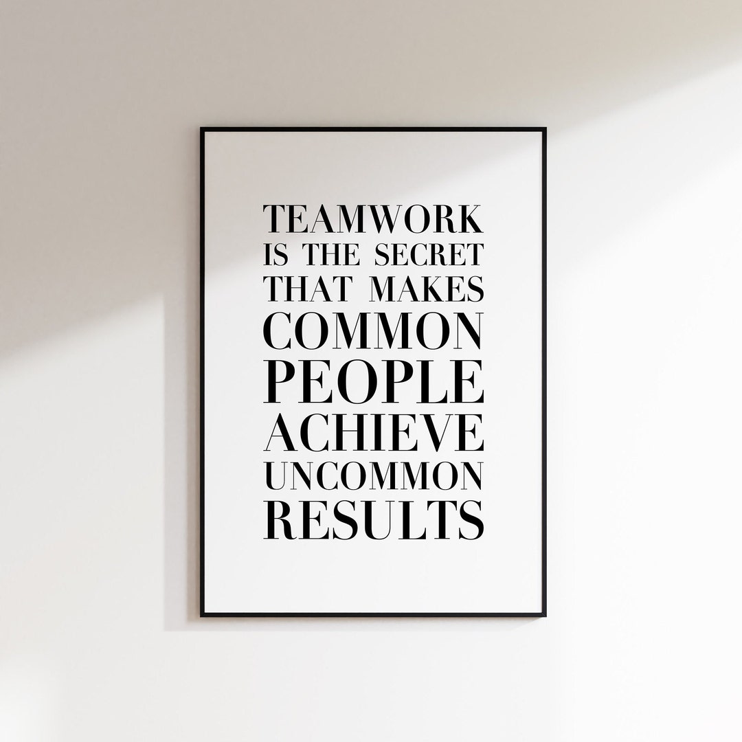 Teamwork Quote Poster Din A4 Office, Team Building Office Decoration