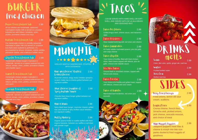 Editable Food Truck Menu Template for Canva, Vibrant and Delicious for