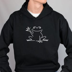 Frog hoodie for men, Black hoodie, Frog gifts for friend, Men&#39;s hoodies, Frog lover gift, Black shirt with hood, Minimalist hoodie for him