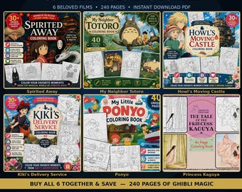 Door Studio Ghibli geïnspireerde complete kleurbundel: 6 films, 240 pagina's (pdf-download)