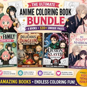 Netflix Anime Coloring Book Bundle – Most Popular Series 40 Pages Each Printable PDF Download