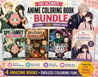 Netflix Anime Coloring Book Bundle – Most Popular Series 40 Pages Each Printable PDF Download