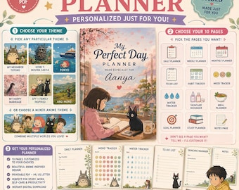 Custom Anime Daily Planner | Personalized 10-Page Printable PDF (Digital Download)