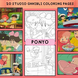 Puede incluir: Una colecci&oacute;n de 20 p&aacute;ginas para colorear de Studio Ghibli, con escenas de la pel&iacute;cula de animaci&oacute;n "Ponyo". Las p&aacute;ginas incluyen ilustraciones en color y en blanco y negro de personajes y escenarios de la pel&iacute;cula.
