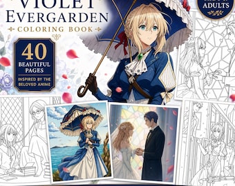 Violet Evergarden Coloring Book – 40 Pages Anime Art Printable PDF Instant Download Digital Download