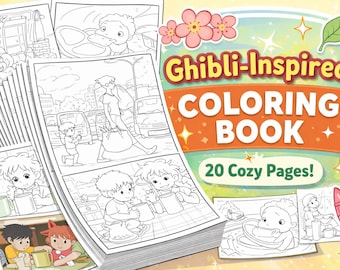 Ponyo Coloring Book for Kids – 20 Pages Studio Ghibli Anime Printable PDF Instant Download