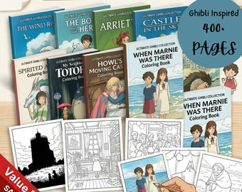 Ghibli Inspired Coloring Books – 10 Books, 400+ Pages (Digital Download)
