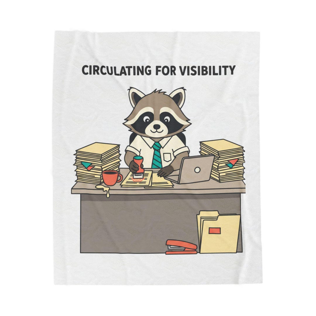 Circulating for Visibility Raccoon Desk Illustration Blanket | Office ...