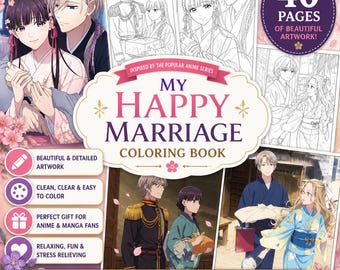 My Happy Marriage Anime Coloring Book – 40 Pages Romance Line Art (PDF Download)
