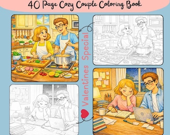 Cozy Couple Coloring Pages – Valentine's Day Anime Coloring Book Printable PDF Gift