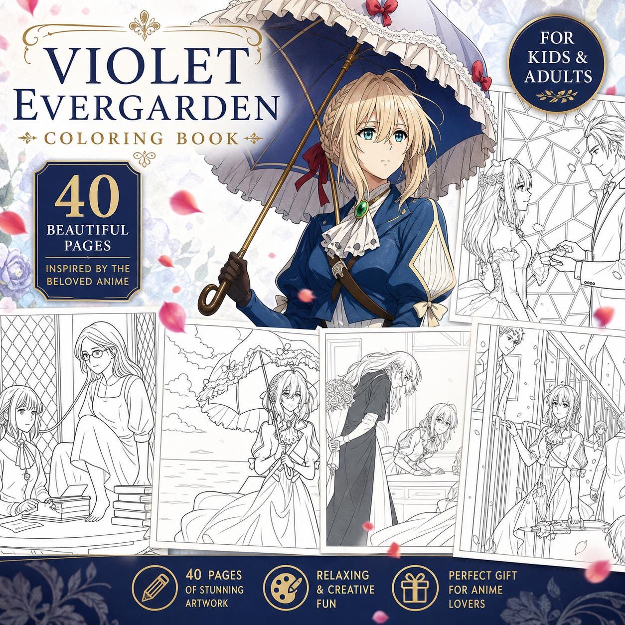 Violet Evergarden Inspired Coloring Book – 40 Anime Art Pages
