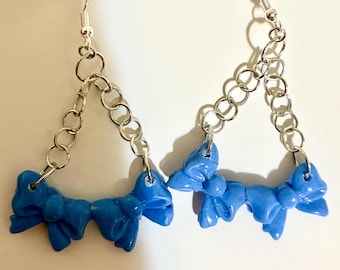Light Blue Bows Earrings